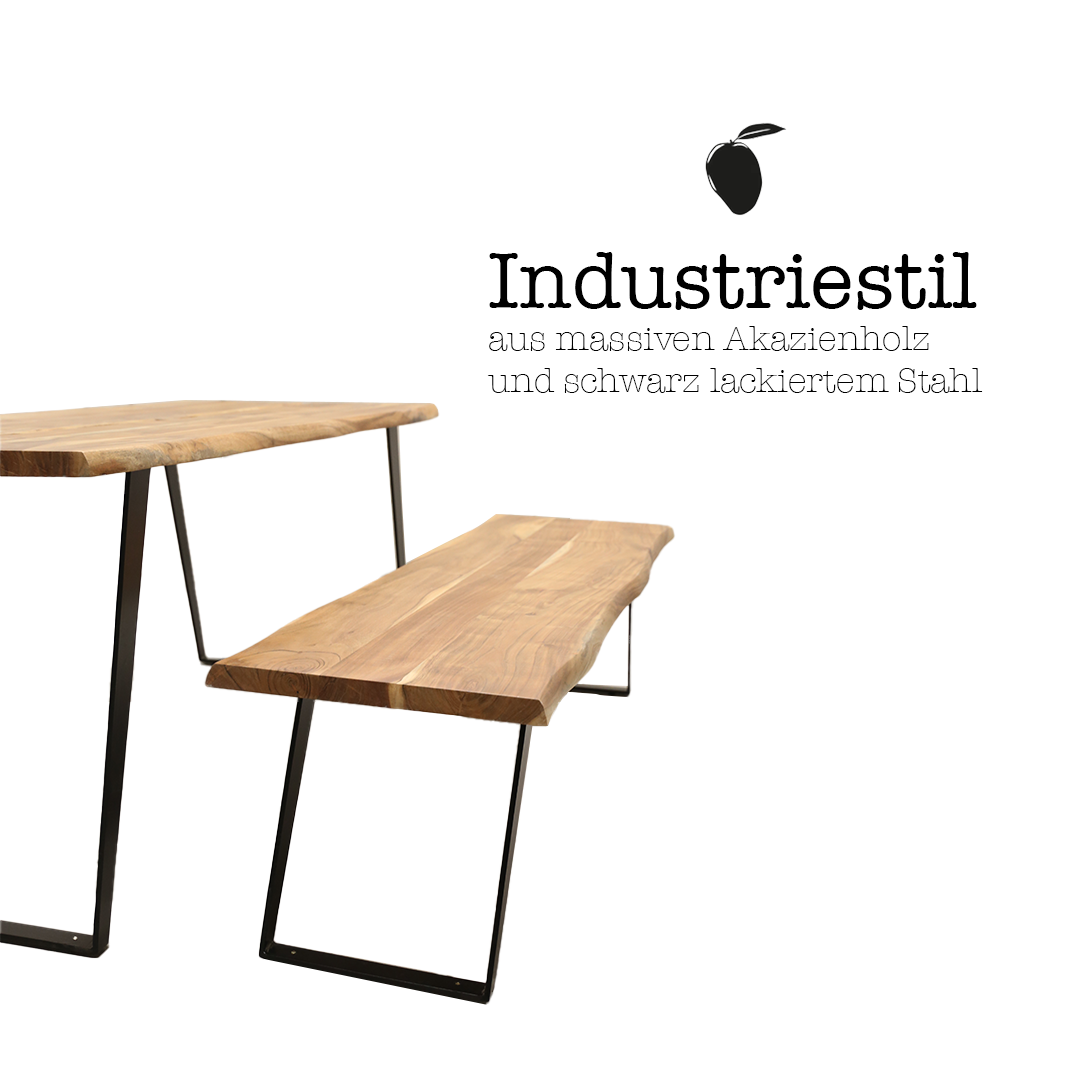 Akazienholz Tisch "151 mit Baumkante und Inlays"