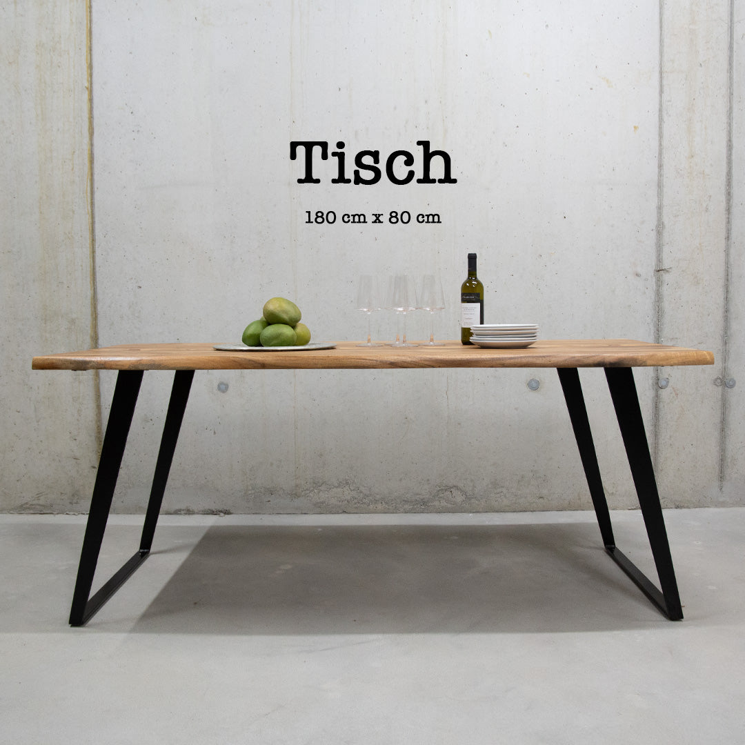 Akazienholz Tisch "151 mit Baumkante und Inlays"