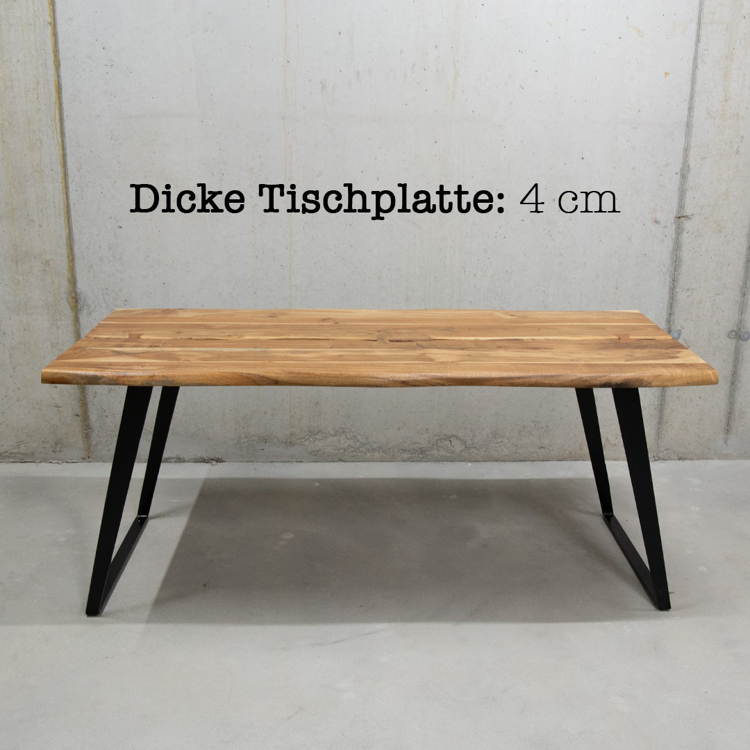 Akazienholz Tisch "151 mit Baumkante und Inlays"