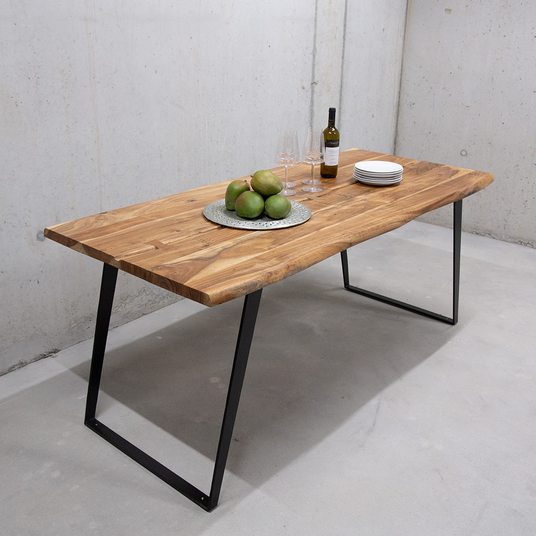 Akazienholz Tisch "151 mit Baumkante und Inlays"