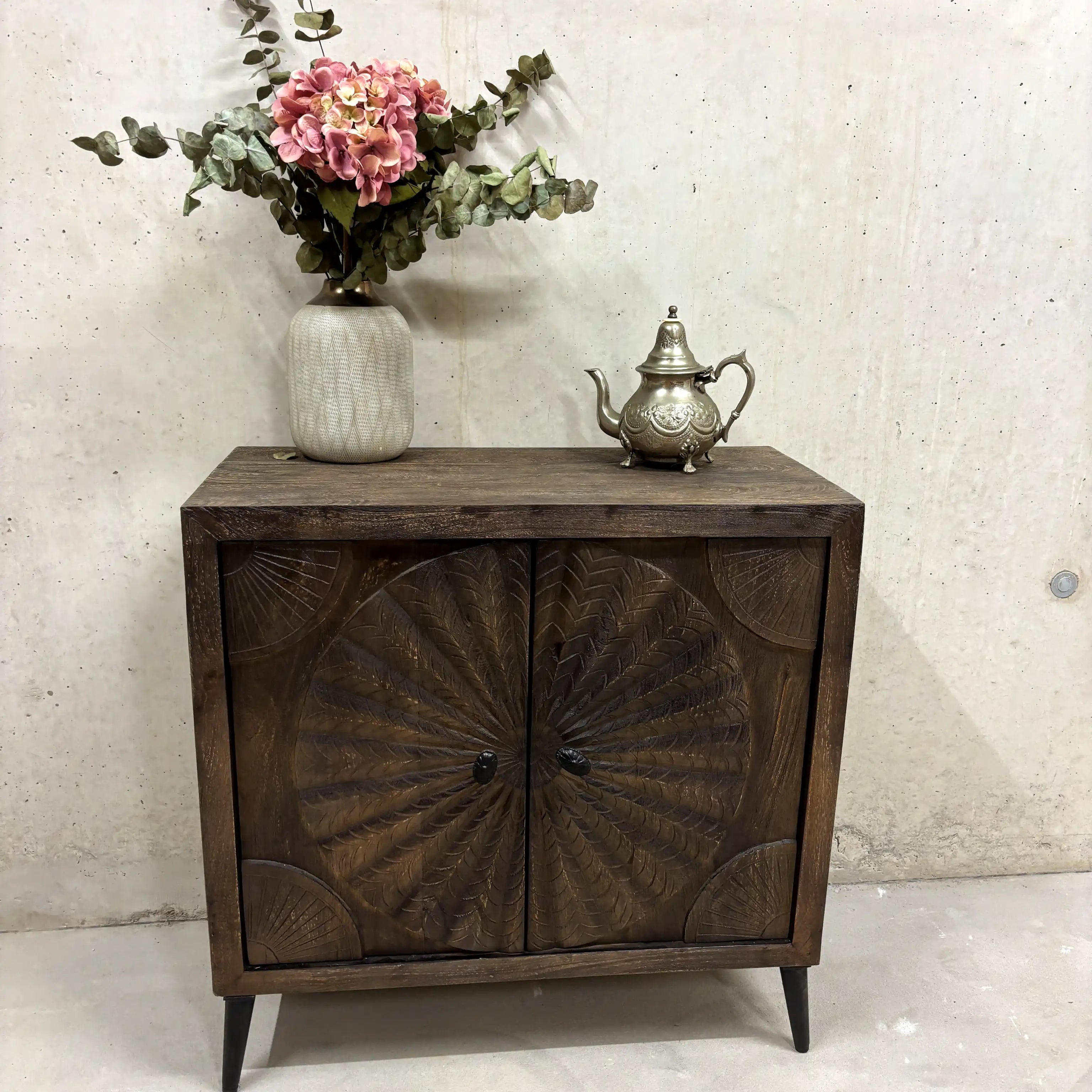 Sideboard -Mango 2 Türen Handgeschnitzt