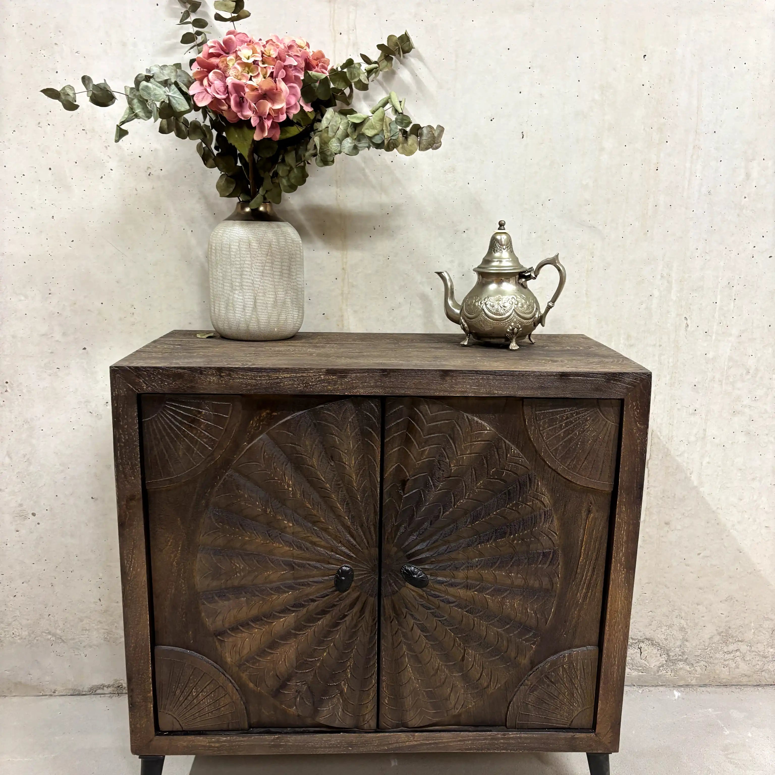 Sideboard -Mango 2 Türen Handgeschnitzt