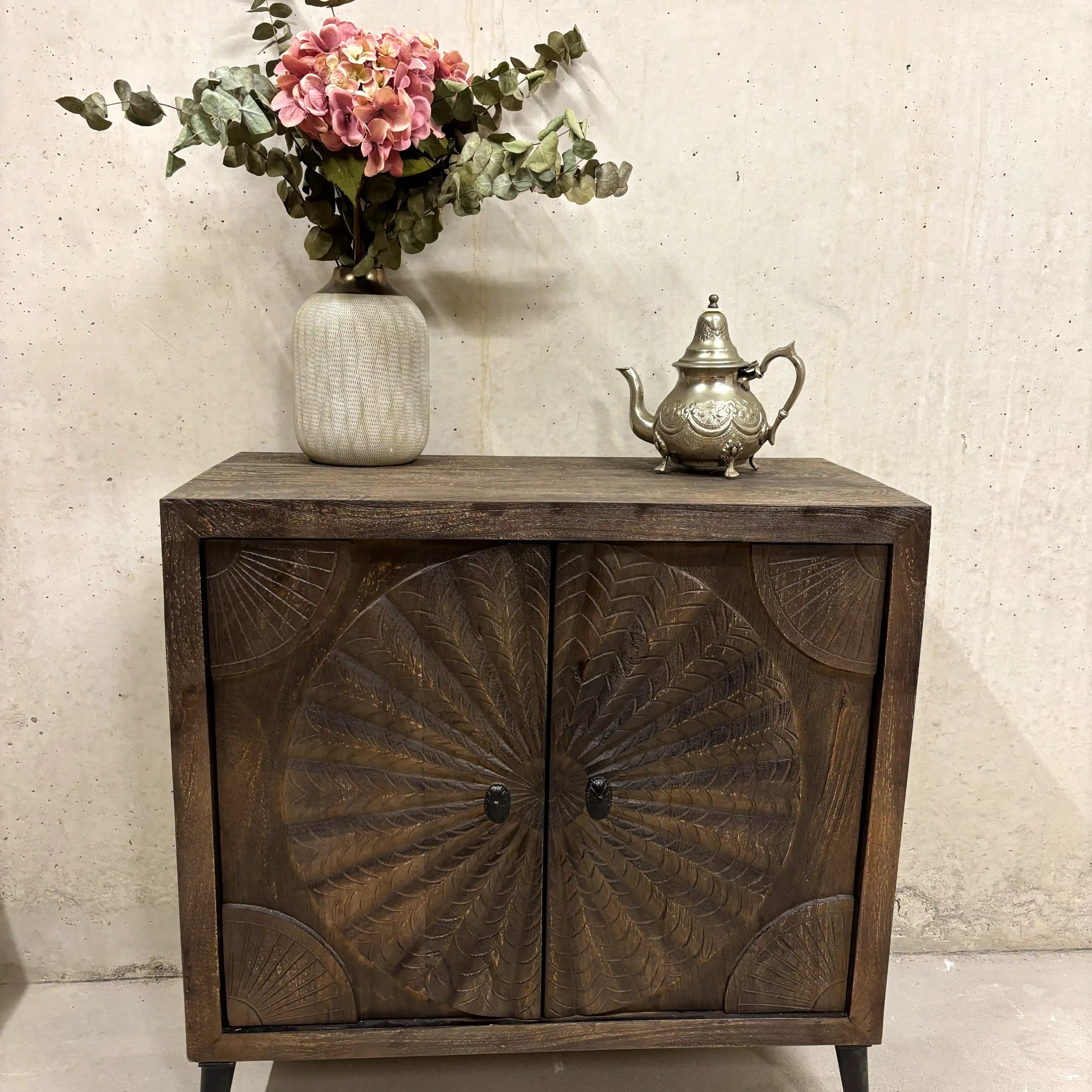 Sideboard -Mango 2 Türen Handgeschnitzt