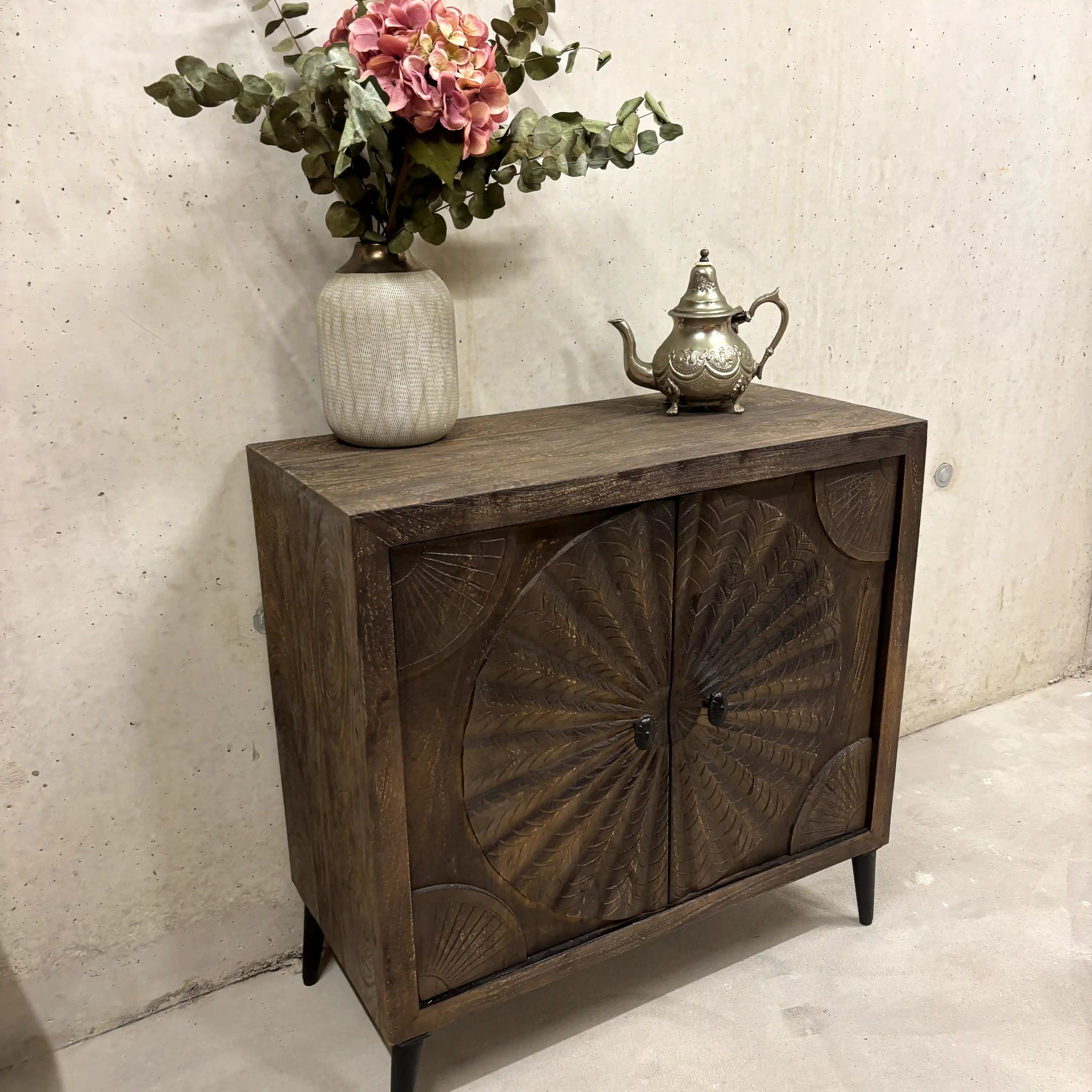 Sideboard -Mango 2 Türen Handgeschnitzt