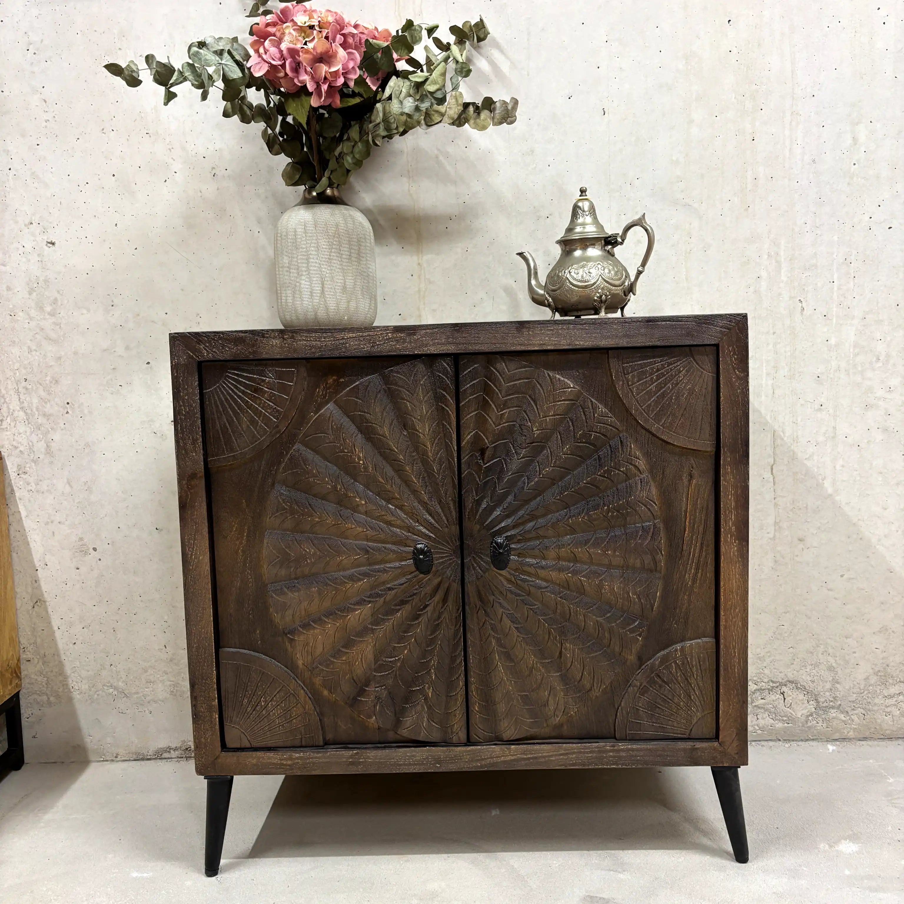 Sideboard -Mango 2 Türen Handgeschnitzt