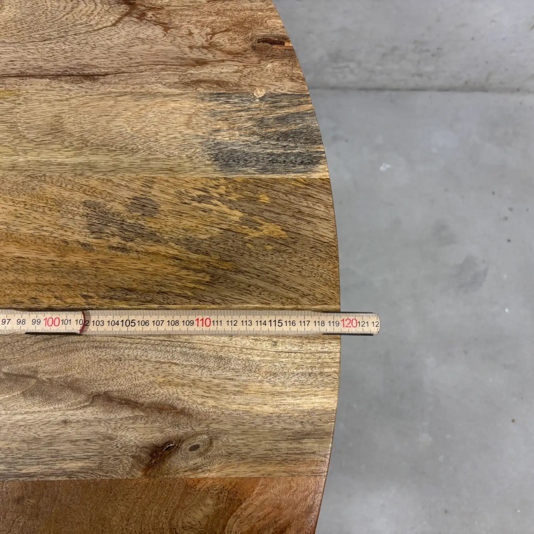 Runder Mango Esstisch Ø120 cm – Massivholz Tisch mit Stahl-Sternfuß