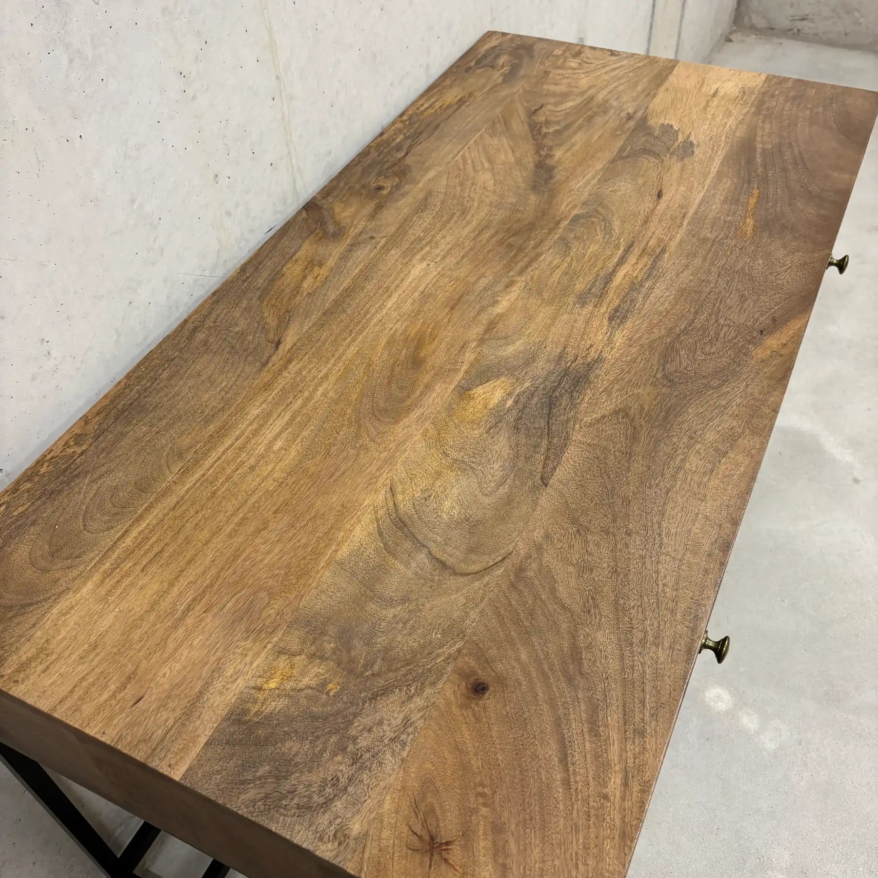 Mango Schreibtisch 2 Schubladen – Massivholz Cabinet Desk mit Stahl