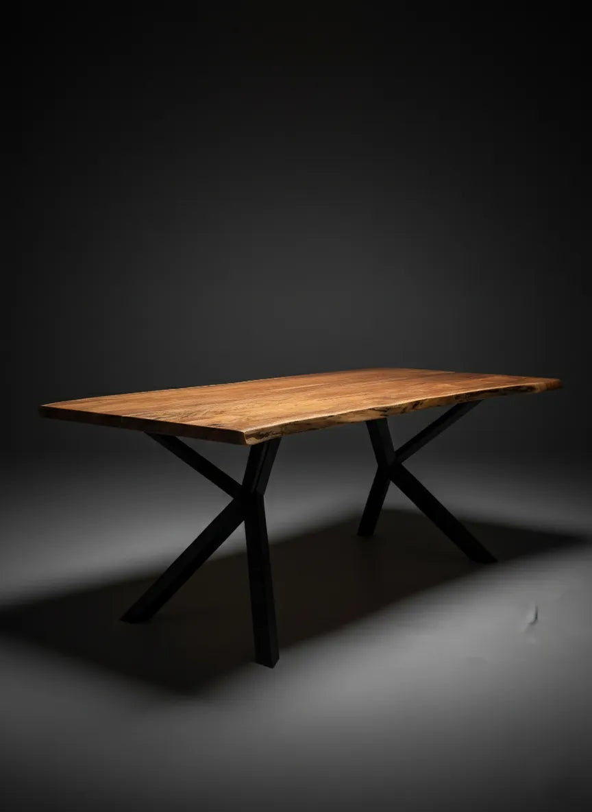 Table en bois d'acacia "La Table X équilibrée 180"