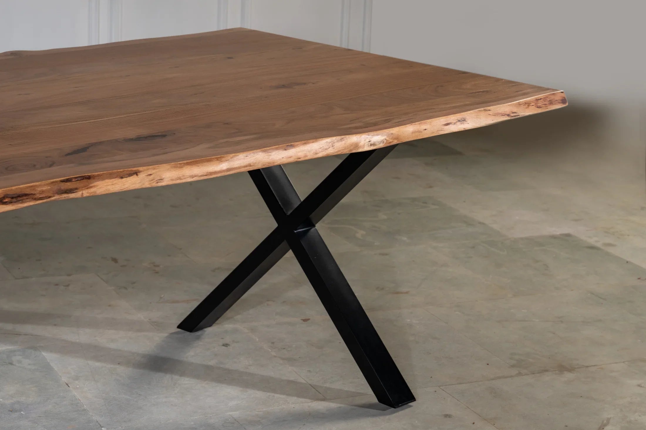 Beinset Live Edge 220–300 cm – U / X / Stahlplatte Split