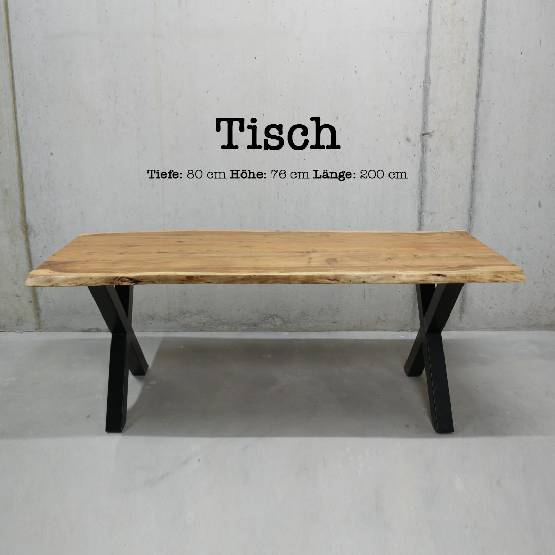 Akazienholz Tisch "The X Table 200"