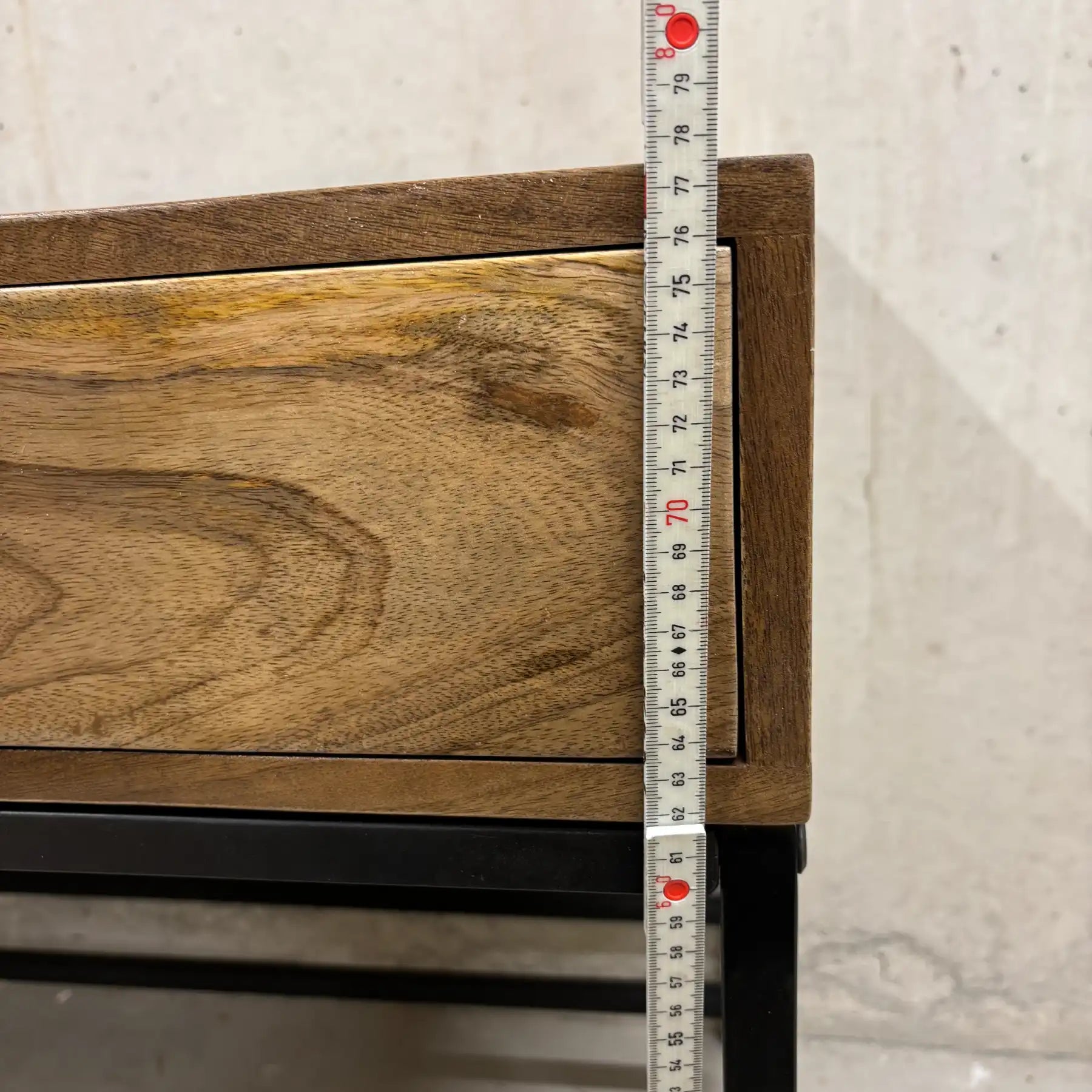 Mango Desk 2 Drawers – Solid Wood Cabinet Desk with Steel 