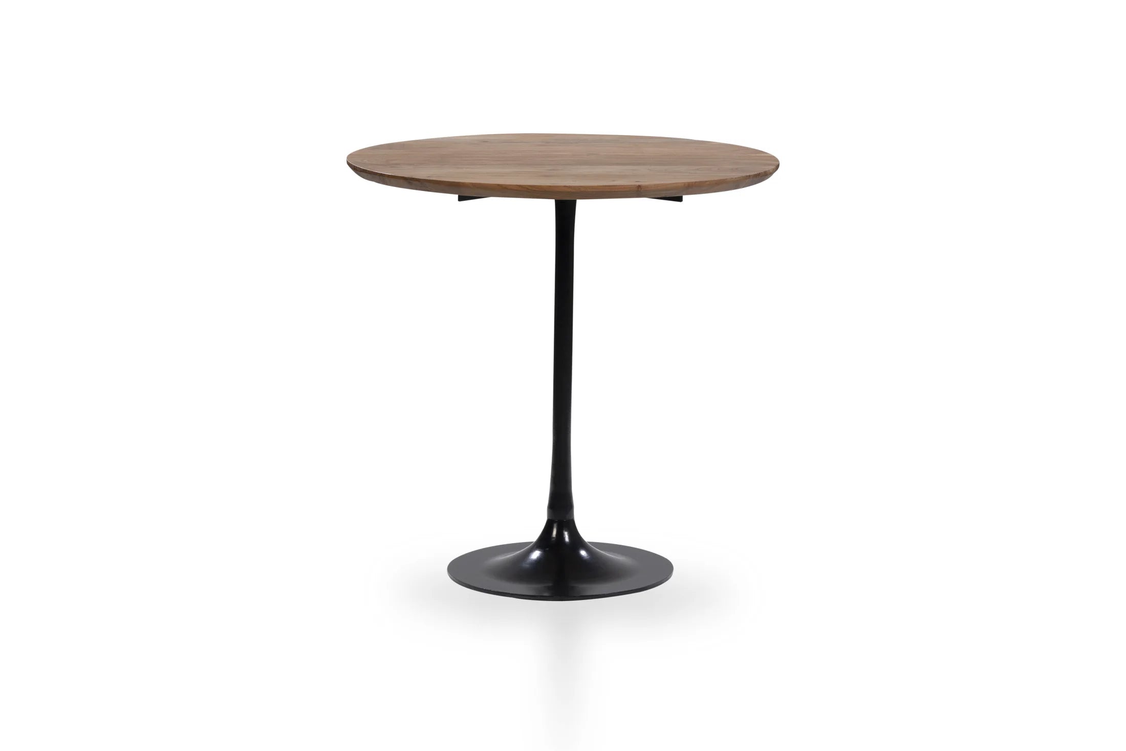 Runder Beistelltisch 75 cm Akazie – schwarzes Bein